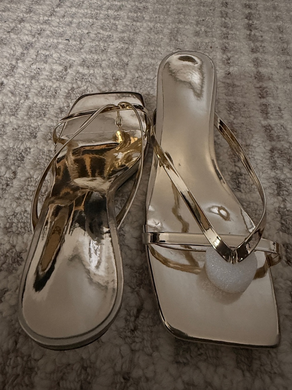 Gold Strappy Square-Toe Women’s Sandals